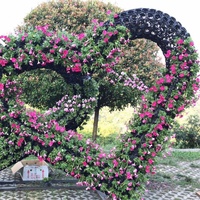Sculptures en forme de cœur lumineuses à LED, grandes et durables, pots de fleurs en plastique pour extérieur, décoration de jardin, de maison et de parc public, noir