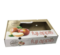 Boîte à fruits en carton ondulé personnalisée avec fenêtre, emballage en papier pour fruits, solution d'emballage cadeau pour pommes, mangues et produits frais