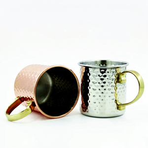 Mug droit martelé cuivre et argent poignée de tasse Mule en acier inoxydable avec logo Sublimation cuivre Moscou Mule tasses - Product Image 1