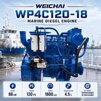 Moteur diesel marin WEICHAI WP4C120-18, puissance efficace à refroidissement par air pour les ferries, les navires de passagers, les bateaux de pêche et les bateaux de travail