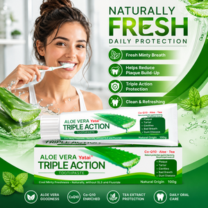 Dentifrice Yatai en gros sous marque privée à l'aloe vera triple action, sans fluor, pour une haleine fraîche et une <span class=keywords><strong>protection</strong></span> naturelle - Product Image 1