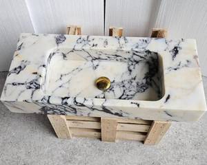 Vasque flottante en marbre Arabescato |   Lavabo mural en pierre naturelle artisanale |   Personnalisé, durable, écologique - Product Image 5