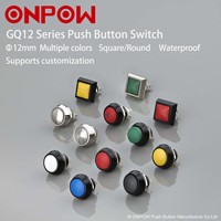 ONPOW GQ Series 10/12/16/19/22/25/30/40mm Montage sur panneau SPDT DPDT Verrouillage/Momentané Métal LED Boutons Poussoirs IP65 IP67