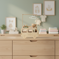 Organisateur de rangement pour bébé en bois rustique écologique, porte-manteau, étagère multifonctionnelle, gain de place, panier à vêtements pour chambre à coucher, garçons