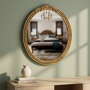 Oval Brass Wall <b>Mirror</b> with Ornate Frame Traditional Decorative Design for Bedroom Living Room - Product Image 3
