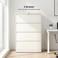 Armoire de classement à 4 tiroirs latéraux en acier robuste verrouillable pour l'organisation du bureau et de la maison