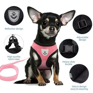 Rompi Harness Kucing dengan Tali Pengikat untuk Anjing dan Anak Anjing, Kerah Poliester, Harness Anjing Berbahan Jala yang Dapat Disesuaikan untuk Hewan Peliharaan Kecil dan Sedang, Aksesoris Hewan Peliharaan - Product Image 3