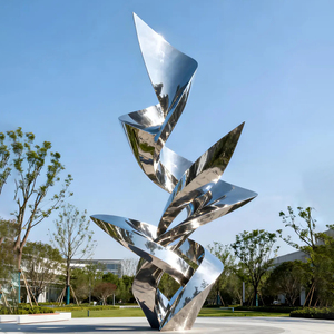 Escultura Abstracta Moderna de Acero Inoxidable con Acabado Pulido Tipo Espejo, Decoración Artística para Exteriores - Product Image 4