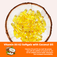 Vitamine D3 & K2 Mk7 de marque OEM avec des gélules d'huile de noix de coco
