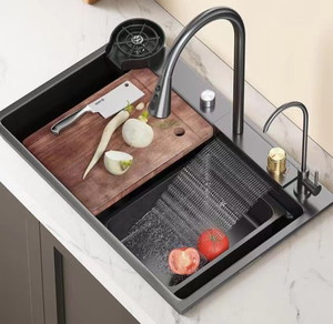 304 thép không gỉ hoàn chỉnh thiết lập lớn duy nhất Bát vuông thanh lọc vòi Nano thác nước giảm giá có sẵn bốn lỗ - Product Image 1