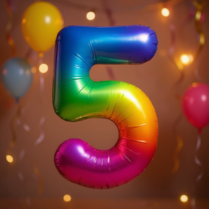 Party Love Number 5 Foil Balloon 45cm Multicolor Metallic <b>Birthday</b> Party <b>Decor</b> Kids Celebration Supplies - Product Image 3
