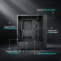 Caja de PC Micro ATX ITX en Oferta, Mini Torre para Juegos, Compatible con PSU ATX Superior, Soporte para GPU de 240mm, Enfriador de CPU de 140mm, Caja Negra en Stock