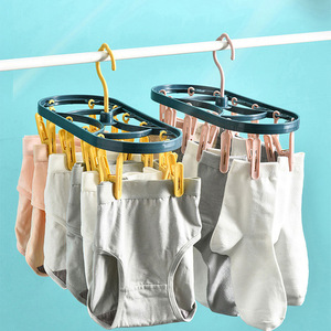 Colgador de Ropa Multifuncional de 12 Pinzas, Pinzas para Secar Ropa Resistentes al Viento, Colgador de Calcetines Infantil de Doble Color, Multi-Pinzas - Product Image 1