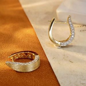 Pendientes de Aro Huggie de Oro Amarillo de 18K Xinfly con Diamante Natural de 0.44CT, Diseño Geométrico Religioso para Boda o Fiesta - Product Image 4