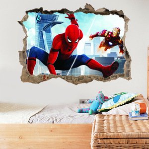 Autocollant mural <span class=keywords><strong>3D</strong></span> <span class=keywords><strong>Spiderman</strong></span> en PVC, style Art déco, pour chambre d'enfant, décoration intérieure, cadeau de rentrée scolaire ou d'anniversaire - Product Image 4