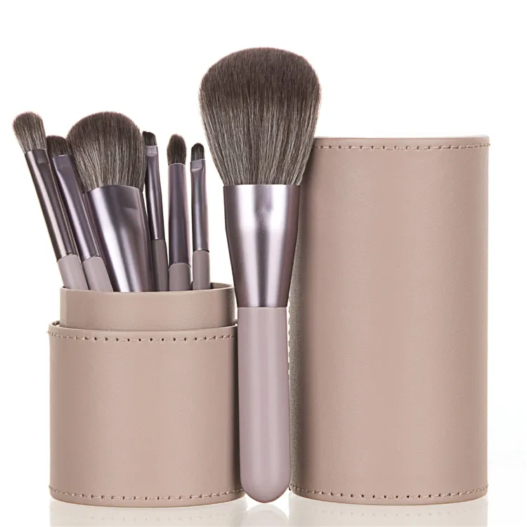 7PC Best Private Label Travel Makeup Brushes Mini Set Holder Powder Blush Cosmetic Tools Portable Make Up Brush Set With Box