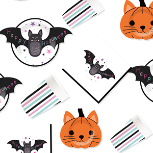 Decoración de Halloween DAMAI, Artículos para Fiestas de Halloween, Platos Desechables de Papel, Juego de Vajilla para Fiesta de Murciélagos de Halloween para 8 Personas - Product Image 2