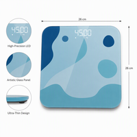Balance connectée en verre bleu pour salle de bain, studio de fitness, usage domestique – Analyseur de composition corporelle avec écran LED numérique