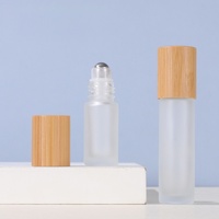 Flacon compte-gouttes en verre ambré dépoli transparent de 5 ml, 10 ml, 15 ml, écologique, pour parfum, sérum de soin et huile essentielle, avec bouchon en bambou