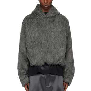 Áo Len Các Nhà Sản Xuất Biểu Tượng Tùy Chỉnh Chất Lượng Cao Alpaca Len Dệt Kim Áo Mờ Dệt Kim Màu Xám Chải Fluffy Áo Len Người Đàn Ông - Product Image 1