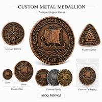 Badge souvenir personnalisé en cuivre antique, gravé, avec logo OEM, cadeau de collection