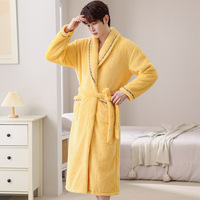Peignoir en flanelle doux et chaud, robe de détente d'hiver pour hommes et femmes