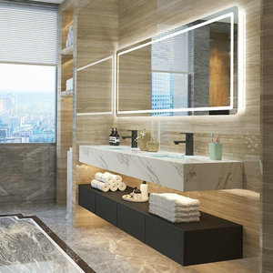 Lavabo double évier en <span class=keywords><strong>bois</strong></span> LED, produit de luxe moderne environnemental, <span class=keywords><strong>salle</strong></span> de bains avec lumière - Product Image 3