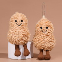 Porte-clés mignon en peluche 3D en forme de cacahuète de dessin animé avec mousqueton, pendentif de sac, cadeau pour fille, vente en gros