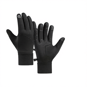 Gants de course BAX classiques noirs imperméables unisexes en silicone respirant à doigts courts avec poignées en acrylique/coton pour l'équitation - Product Image 4
