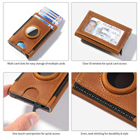 Dompet Kartu Otomatis Berbahan Aluminium dan Kulit Asli Crazy Horse Full Grain dengan Tempat untuk Airtag