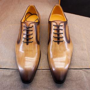 Chaussures habillées professionnelles haut de gamme pour hommes en cuir véritable à bout pointu, à enfiler, pour l'été et l'automne, idéales pour les mariages 2026 - Product Image 1