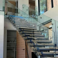 Rampe d'escalier intérieure EKOO en verre sans cadre avec support en acier inoxydable