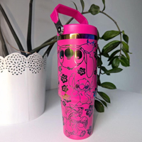 Gobelet isolé gravé au laser à double paroi de 30oz personnalisé conception de dessin animé de vacances d'été avec nom logo tasse à poignée supérieure
