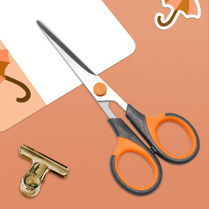 Stainless Steel Scissors Orange Gray Straight Head 2cr13 Material For Home Office Paper Cutting Crafts Bulk Size - Product Image 3