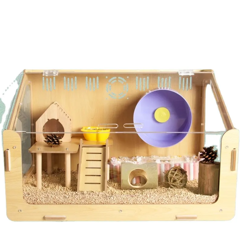 Fabriek Groothandelsprijs Grote Hamsterkooi Houten Syrische Rattenkooi Voor Cavia Met Alle Accessoires