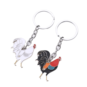 Crystal Enamel Zinc Alloy Carabiner Rooster Keychain Fashion <b>Bag</b> <b>Charm</b> Mascot Gift - Product Image 2