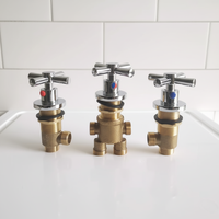 Robinet de baignoire et de douche à levier croisé en cuivre massif poli chromé avec valve en céramique pour eau chaude/froide