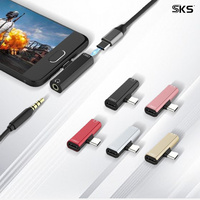 USB 2.0 Typ-C Stecker auf Dual Typ-C 3,5mm Buchse Adapter aus Aluminiumlegierung 2-in-1 Audio- und Lade-Splitter für Android-Telefon Laptop