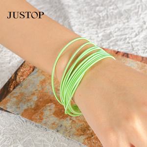 กำไลโลหะสีรุ้งไล่ระดับสีแบบกำหนดเองกำไลข้อมือแฟชั่นสายกีตาร์316L สแตนเลสชุบเงิน - Product Image 5