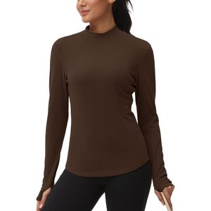 FOXA Fleece Mock Turtleneck Pullover Long Sleeve Base Layer Women's Workout <b>Top</b> Moisture Wicking - Product Image 6