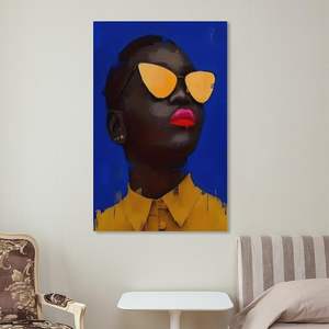 Mujer moderna, retrato abstracto personalizado, pinturas en lienzo y artes de pared, decoración del hogar, póster de lágrima negro dorado de lujo - Product Image 5