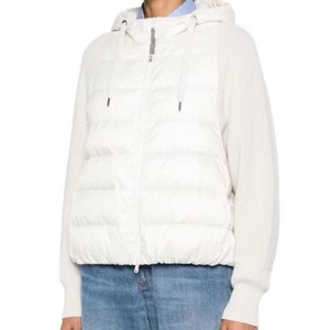 Veste matelassée décontractée en cachemire pour femme, rembourrée en duvet d'oie, coupe-vent, nouvelle collection hiver, avec capuche, design tricoté, fermeture éclair minimaliste - Product Image 1