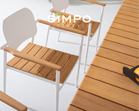SIMPOLIFESTYLE Mobilier d'extérieur haut de gamme, tabouret de jardin de luxe, tabouret de balcon, chaise en teck en aluminium, ensemble de table à manger