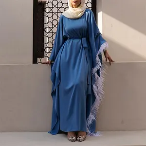 新款漂亮传统穆斯林女装阿巴雅连衣裙配配饰