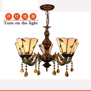 Pendel leuchte Glas Pendel leuchten Einfache Blatt Kronleuchter und Lampen Buntlampe Hohe klassische antike Beleuchtung Tiffany - Product Image 5