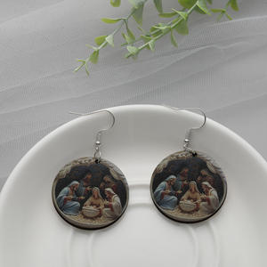 Pendientes de Acrílico Ecológicos Totalmente Gestionados, Diseño de Pintura al Óleo de Pascua Unisex, Venta Directa de Fábrica - Product Image 2