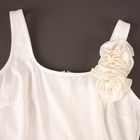 Combinaison formelle pour femme à col carré, sans manches, couleur crème unie, avec décor floral 3D, taille haute et jambes larges