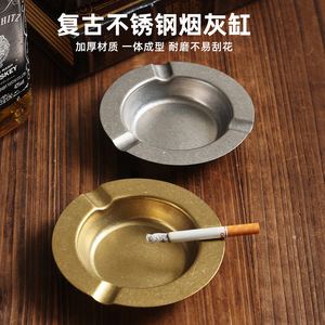 Stainless Steel Ashtray Round Cigar Holder Gold Finish For Home Outdoor KTV Restaurant Use - Product Image 2