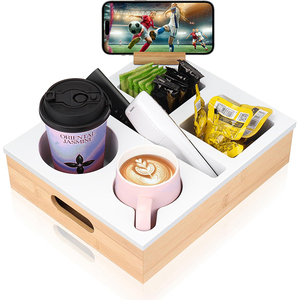 Bambou en bois Portable détachable canapé Caddy Silicone <span class=keywords><strong>lit</strong></span> Caddy <span class=keywords><strong>lit</strong></span> <span class=keywords><strong>organisateur</strong></span> pour boissons - Product Image 3