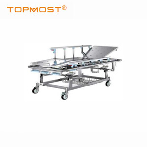 Topmost Manual Transfer Cart Stainless Steel <b>Adjustable</b> Height Hospital Trolley Emergency Patient Transport - Product Image 1